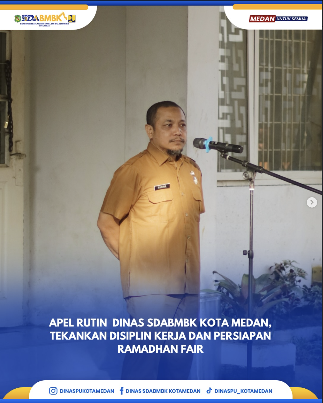 Apel Rutin Dinas SDABMBK Kota Medan, Tekankan Disiplin Kerja dan Persiapan Ramadhan Fair