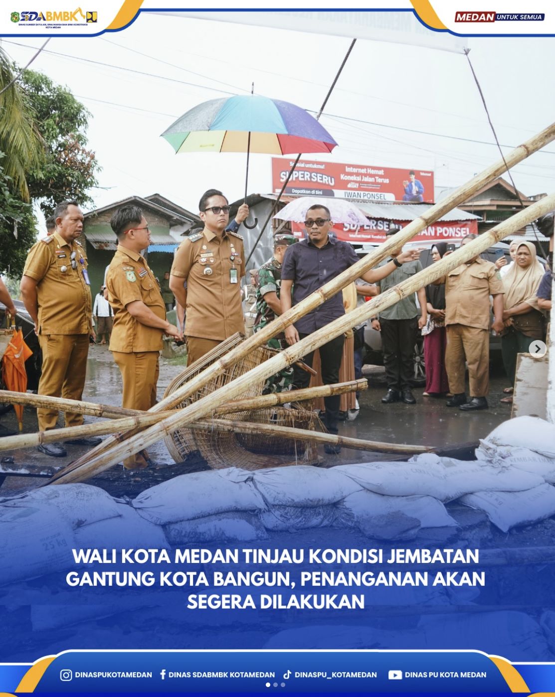 Wali Kota Medan Tinjau Kondisi Jembatan Gantung Kota Bangun, Penanganan Akan Dilakukan