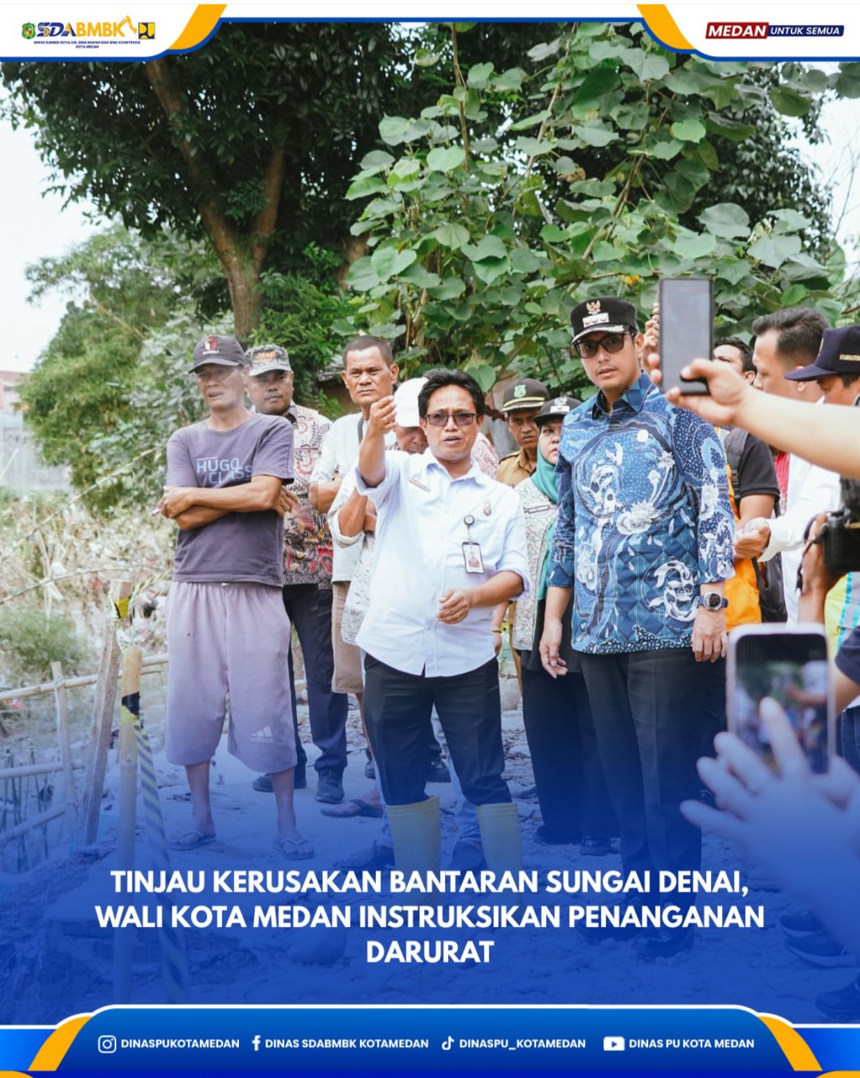 Tinjau Kerusakan Bantaran Sungai Denai, Wali Kota Medan Instruksikan Penanganan Darurat