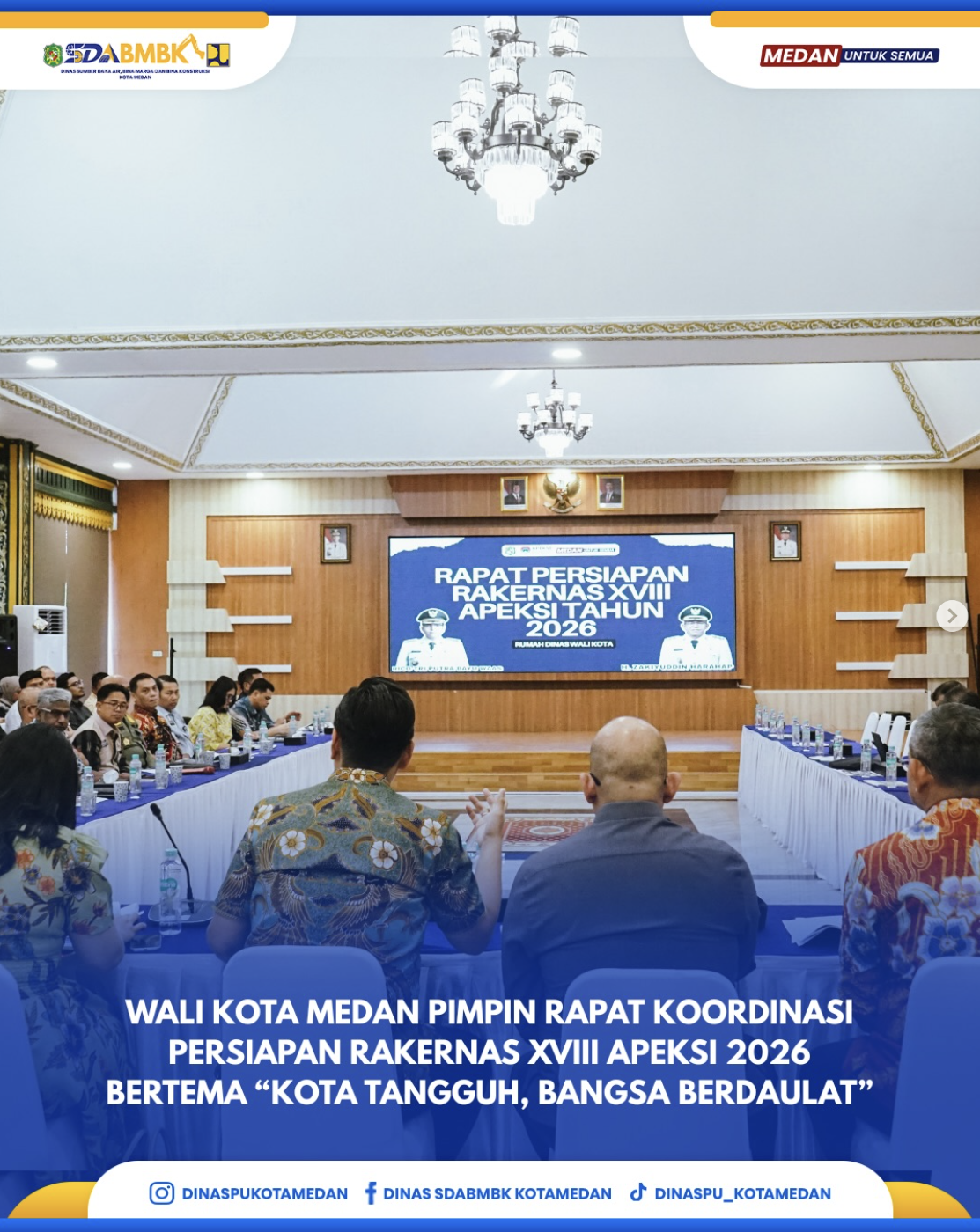 Wali Kota Medan Pimpin Rapat Koordinasi Persiapan Rakernas XVIII Apesi 2026 Bertema "Kota Tangguh, Bangsa Berdaulat"